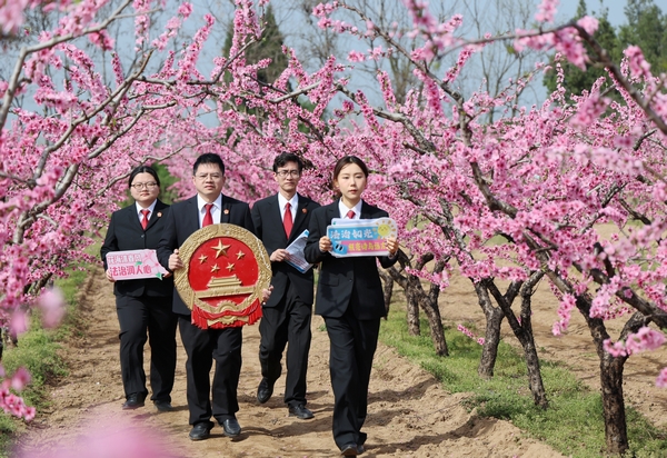 桃花灼灼 法治同行 ——新野县法院开展“一景区一法官”普法宣传活动